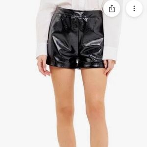 Grey Lab Shiny Faux Leather Shorts